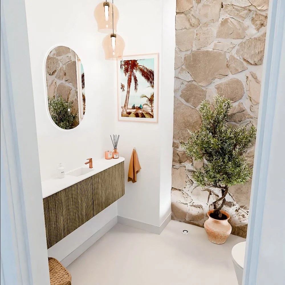 Mondiaz Joya 125cm toiletmeubel ronding links/rechts dusk met wastafel faye midden 1 kraangat talc