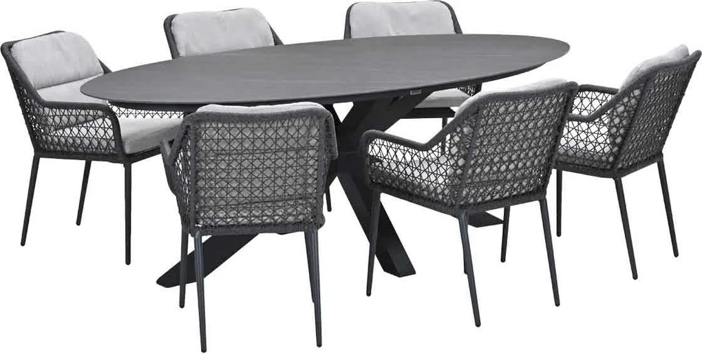 Garden Impressions Pemba tuinset 7-delig - Scot tuintafel Napoli grey 230x115 cm