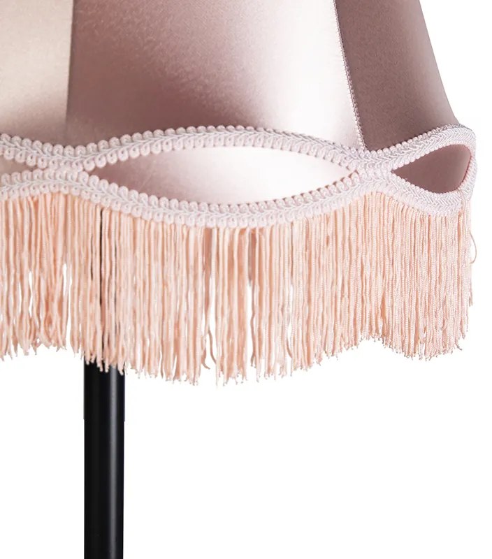 Retro vloerlamp zwart met Granny kap roze 45 cm - Simplo Landelijk / Rustiek E27 cilinder / rond rond Binnenverlichting Lamp