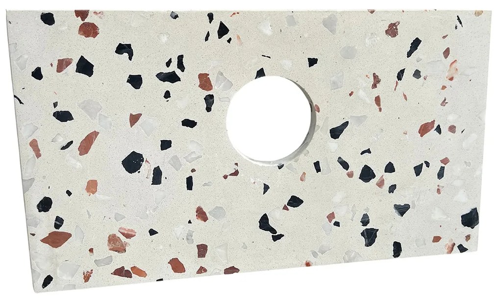 Fontana Terrazzo Micro Marble toiletmeubel met ribbelfront 40cm wit mat