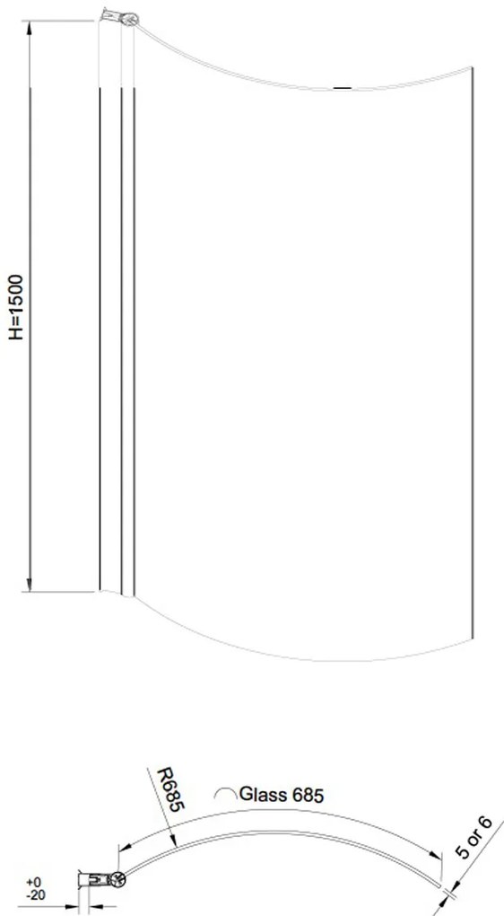 Eastbrook C-Shape badwand 75x150cm met 6mm veiligheidsglas chroom