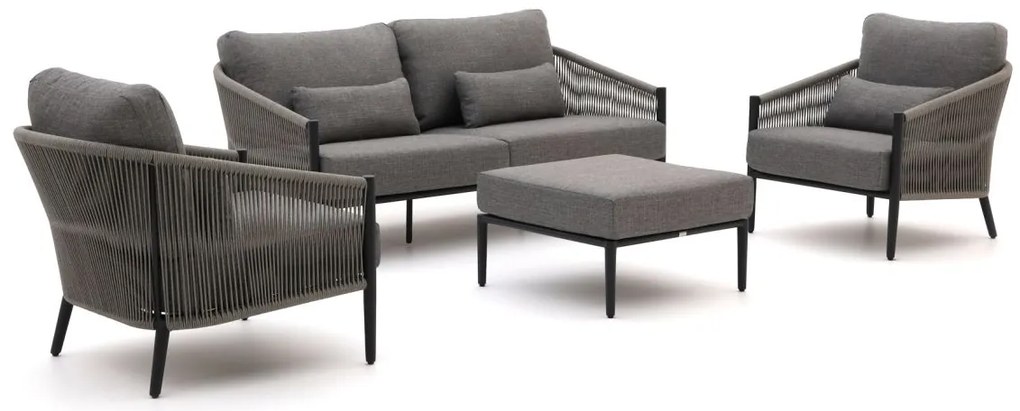 + 15% kassakorting | Stoel-bank loungeset Bellagio  | 4 personen | Loungeset Grijs | Aluminium | Kees Smit Tuinmeubelen