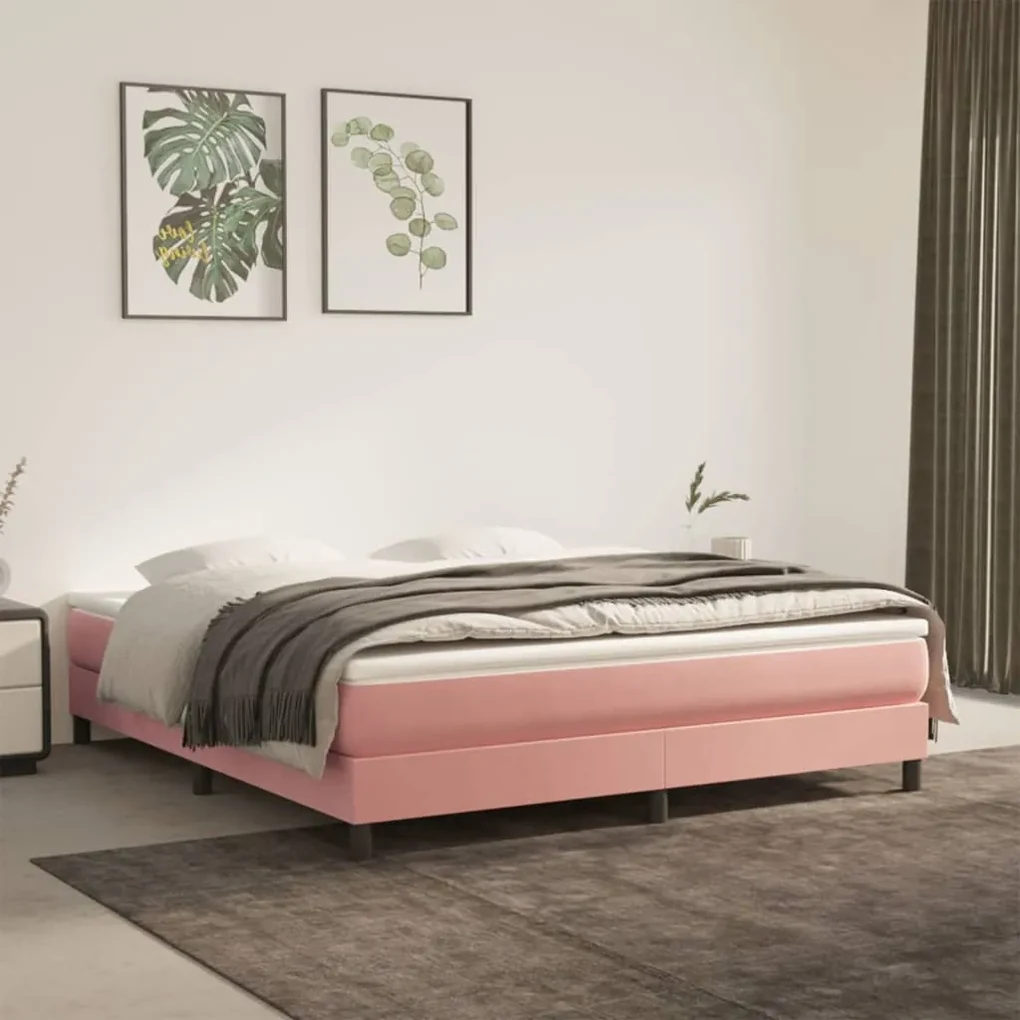 vidaXL Boxspringframe fluweel roze 160x200 cm