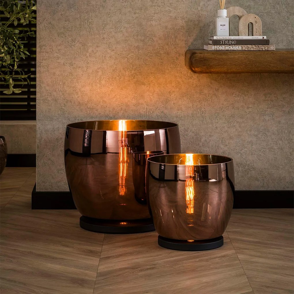 Lage Vloerlamp Van Koperkleurig Glas 48 Cm