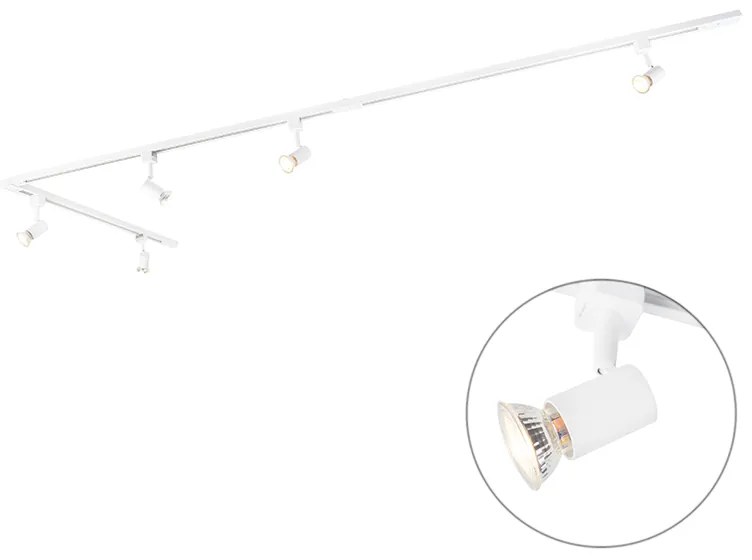 Modern railsysteem met 5 Spot / Opbouwspot / Plafondspots wit 1-fase - Iconic Jeany Modern GU10 Binnenverlichting Lamp