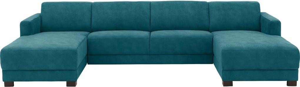 Goossens U-opstelling My Style Microvezel blauw, microvezel, 2,5-zits, stijlvol landelijk met chaise longue rechts met chaise longue links
