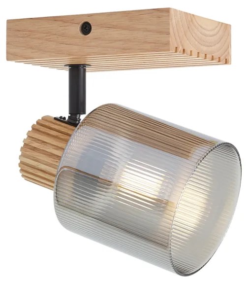 Moderne spot hout met smoke glas draai- en kantelbaar - Gracy