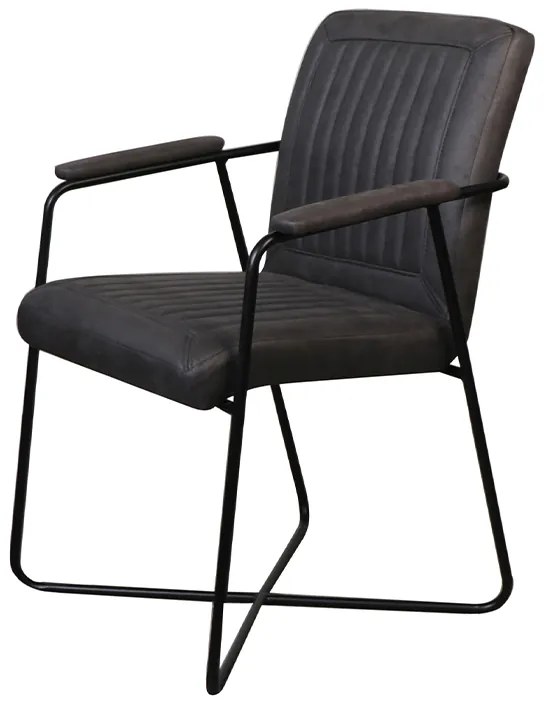 Eetkamerstoel - Henry - lederlook Soft antraciet