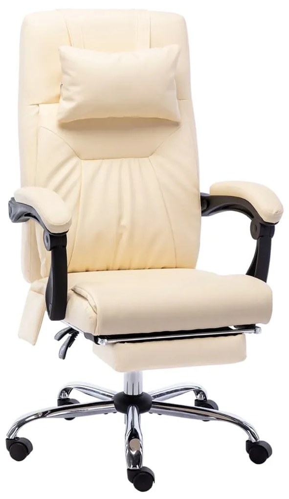 vidaXL Massage kantoorstoel kunstleer crèmekleurig