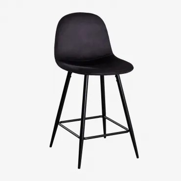Set Van 2 Hoge Krukken Van Glamm-fluweel Zwart & Zwart & ↑65 Cm - Sklum