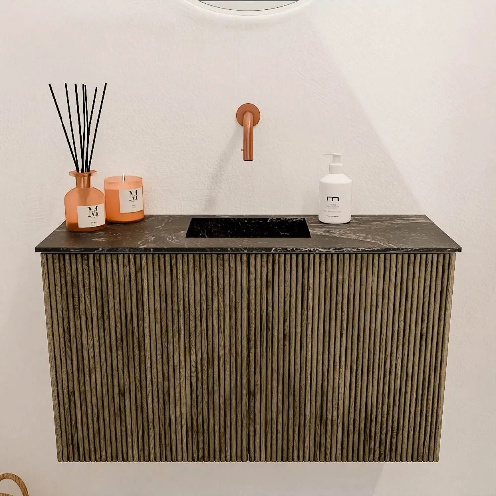 Mondiaz Joya DLux 70cm toiletmeubel dusk met wastafel faye midden zonder kraangat lava