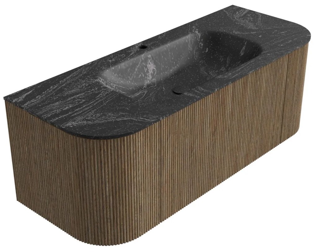 Mondiaz Kurve-dlux 120cm badmeubel ronding links/rechts dusk met 1 lade en 2 deuren en wastafel big small midden 1 kraangat lava