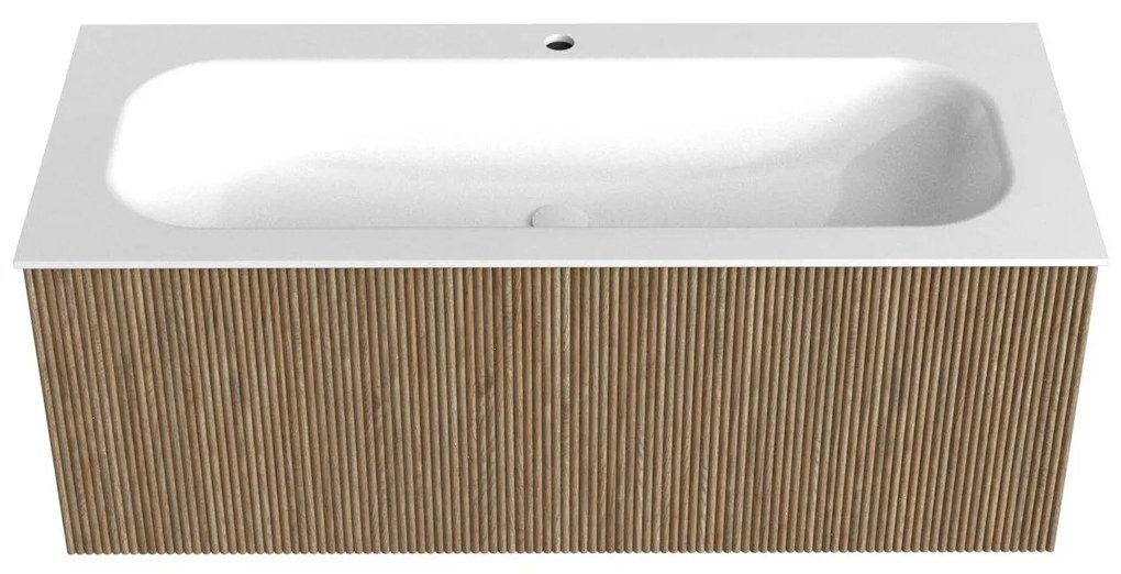 Mondiaz Kurve 110cm badmeubel dusk met 1 lade en wastafel big medium midden 1 kraangat