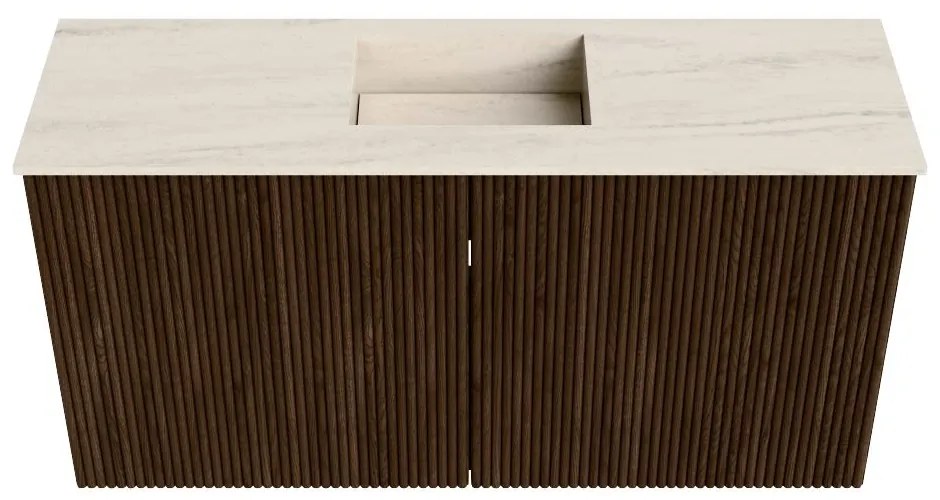 Mondiaz Joya DLux 80cm toiletmeubel walnut met wastafel faye midden zonder kraangat meli