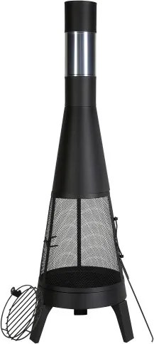 VEVOR Tuinhaard, φ508x1495 mm Terraskachel, Conische haard voor grillen en verwarmen, Azteekse kachel voor buiten met grillrooster, schoorsteenmantel en roestvrijstalen schoorsteendeksel, voor terras, tuin, achtertuin