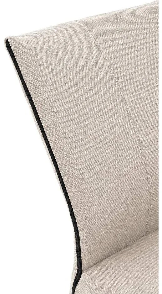 Goossens Eetkamerstoel Funk Zwarte Poten beige stof leuning en Zwart skater wiel met zwarte kapmet wielen, modern design