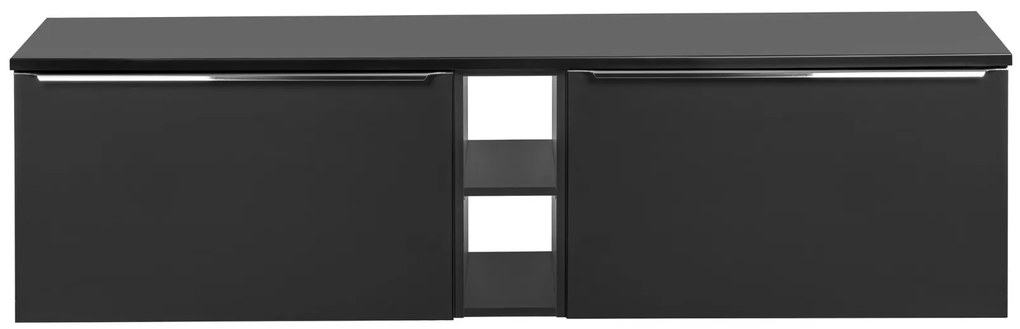 Comad Santa Fe Black badkamermeubel 180cm met open kast en toppaneel zwart mat