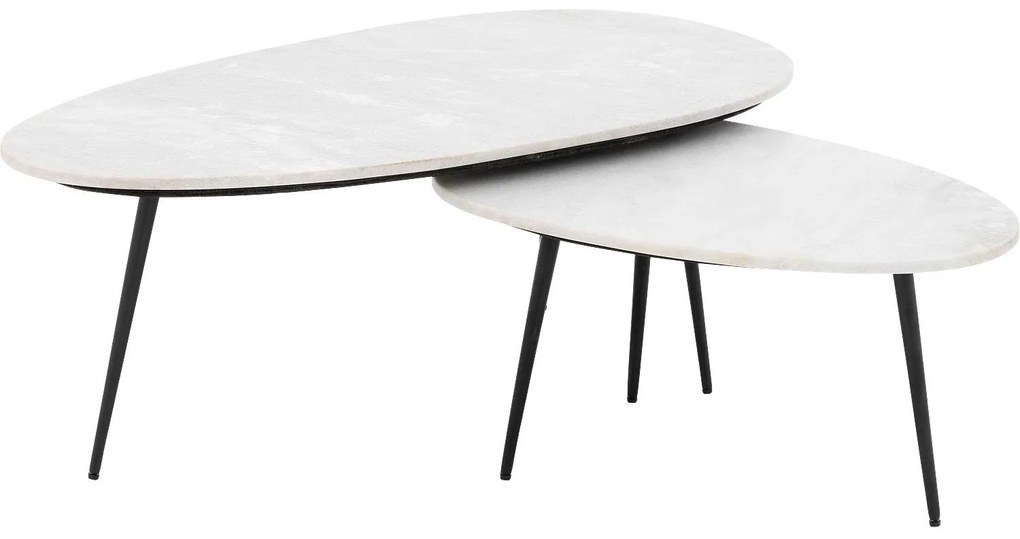 Goossens Salontafel Enzo ovaal, marmer wit, elegant chic, 110 x 40 x 55 cm