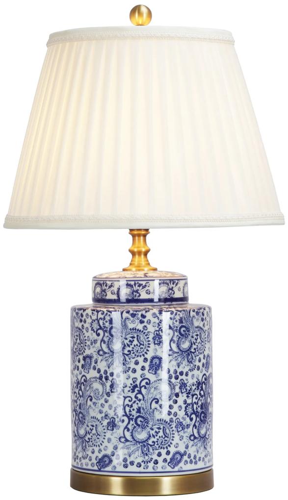 Fine Asianliving Oosterse Tafellamp Porselein Blauw Wit Art