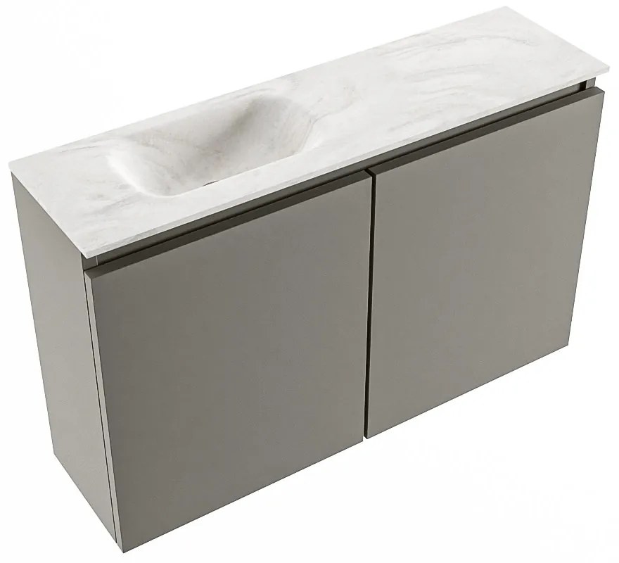 Mondiaz Ture DLux toiletmeubel 80cm smoke met wastafel ostra links met kraangat