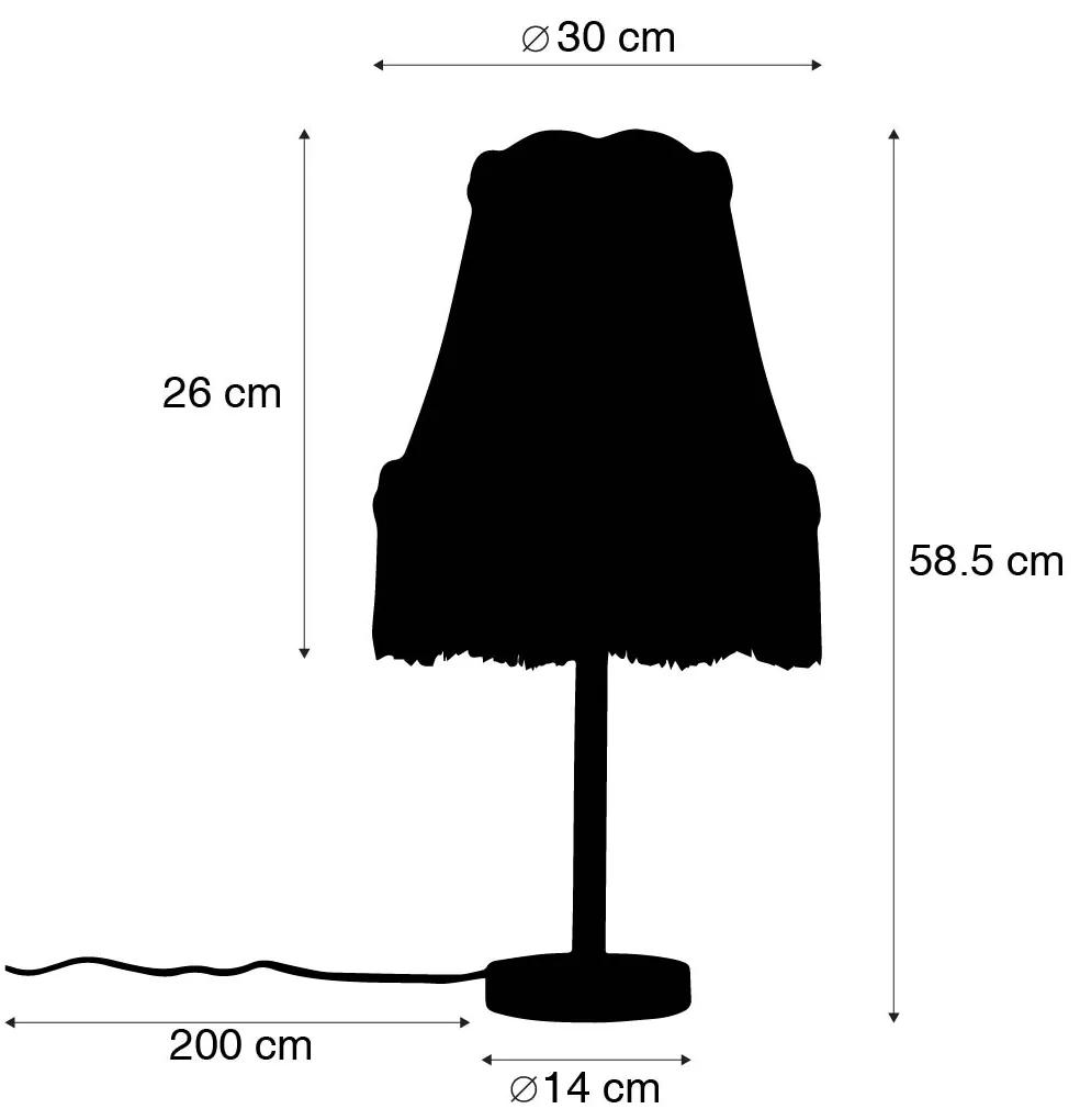 Stoffen Klassieke tafellamp zwart met granny kap groen 30 cm - Simplo Klassiek / Antiek E27 rond Binnenverlichting Lamp