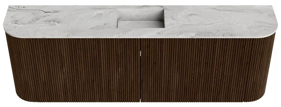 Mondiaz Joya DLux 125cm toiletmeubel ronding links/rechts walnut met wastafel faye midden 1 kraangat glace
