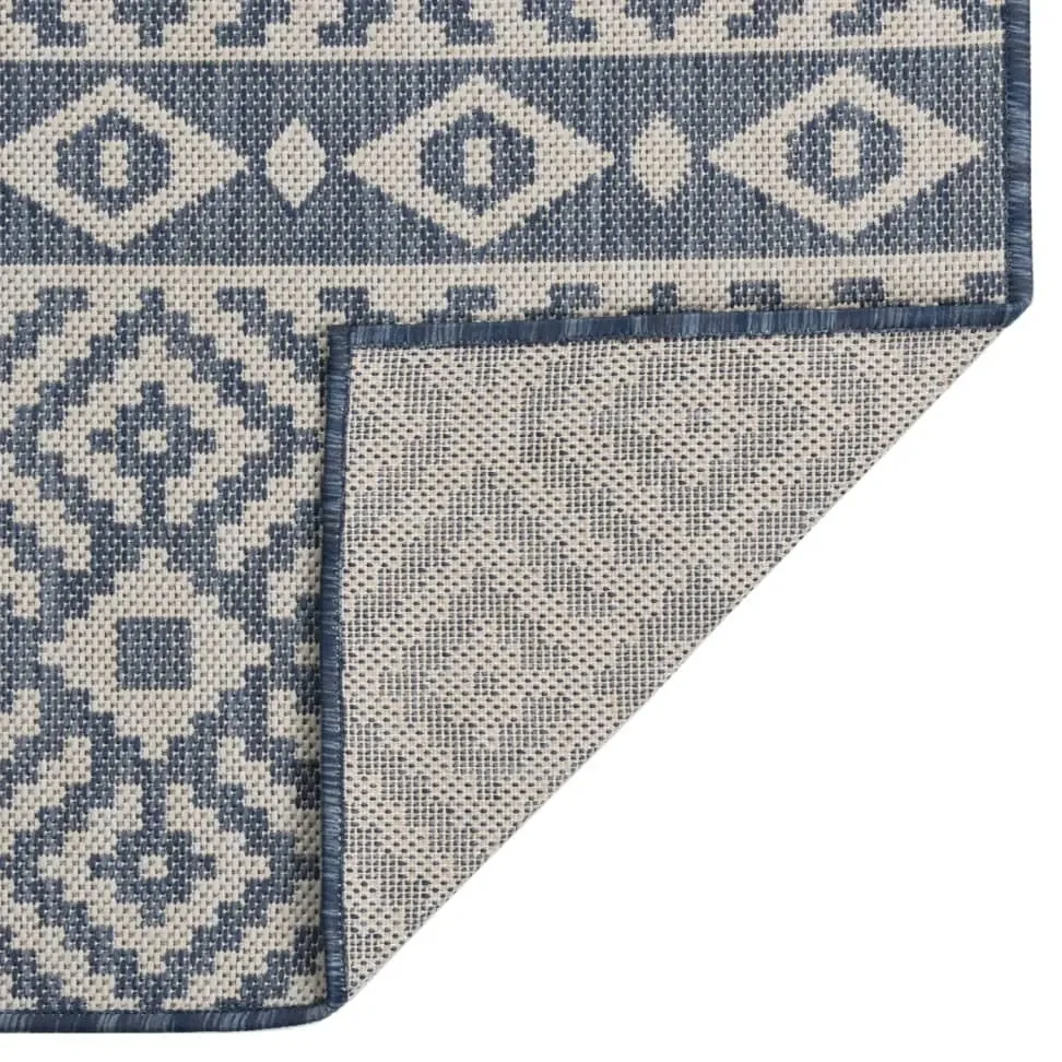 vidaXL Buitenkleed met patroon platgeweven 120x170 cm blauw