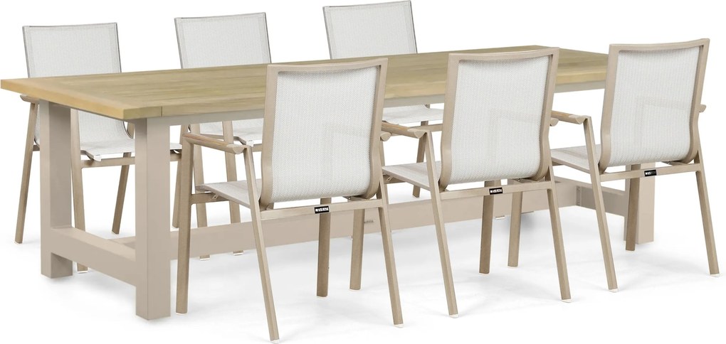 Tuinset 6 personen 260 cm Aluminium Zand/Beige Lifestyle Garden Furniture Fiora/San