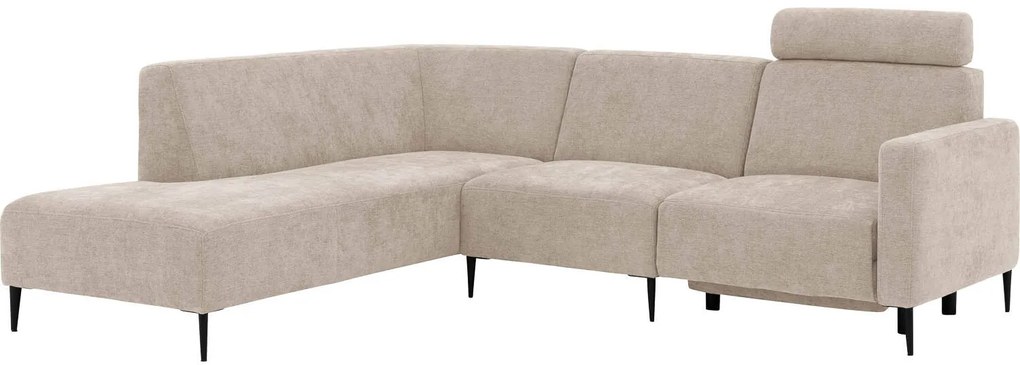 Goossens Hoekbank Tiolo Met Relaxfunctie En Hoofdsteun bruin, stof, 3-zits, modern design met ligelement links
