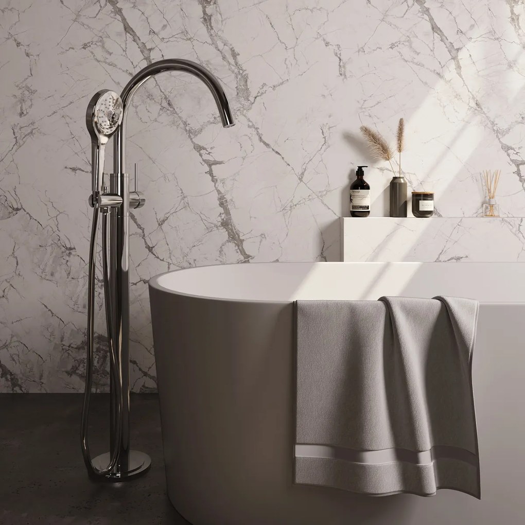 Brauer Stripe vrijstaande badmengkraan met 3 standen handdouche chroom