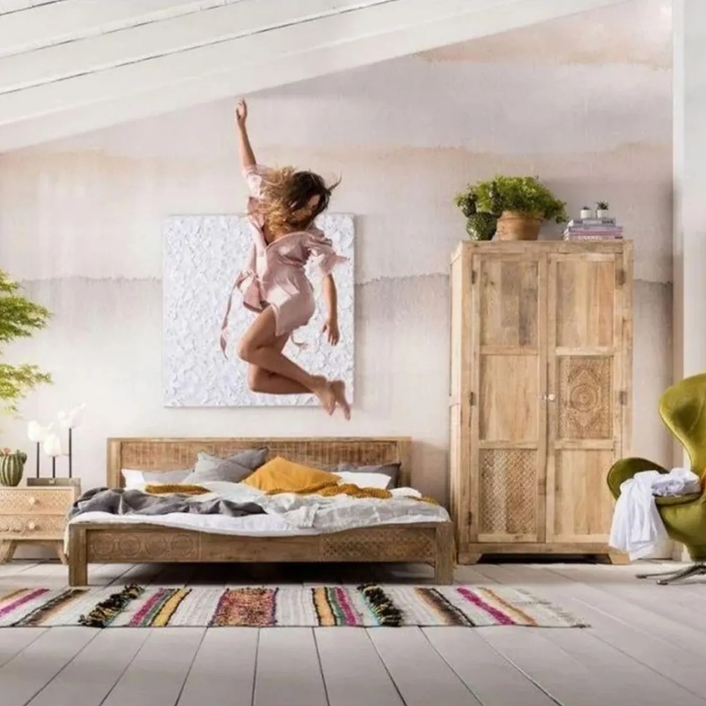 Bedframe Met Houtsnijwerk 180 Cm