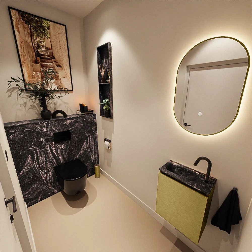 Mondiaz Ture DLux toiletmeubel 40cm oro met wastafel lava links met kraangat