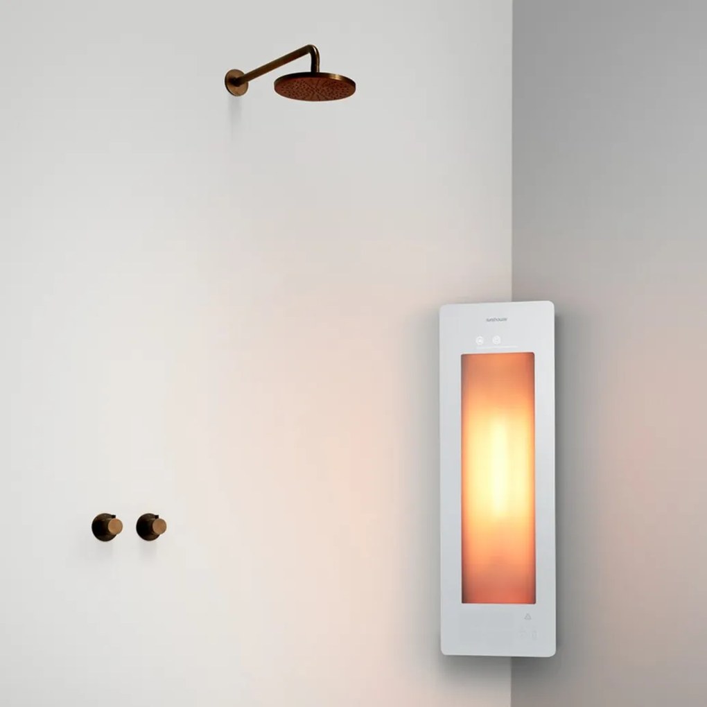 Sunshower Round Plus Small White infraroodlamp en UV 33x95x10cm hoekopbouw