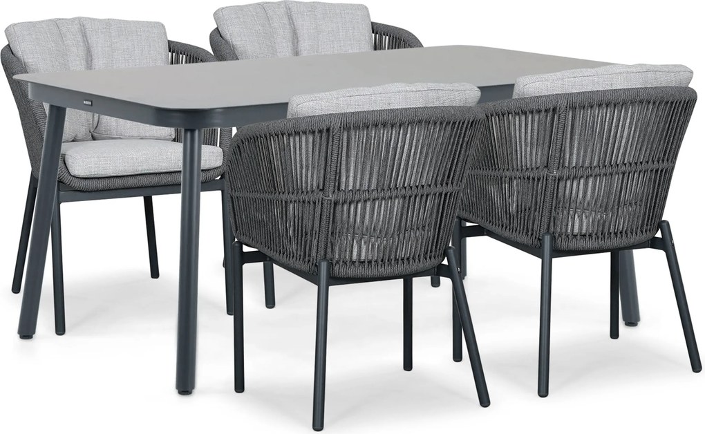 Tuinset 4 personen 160 cm Rope Grijs Lifestyle Garden Furniture Monaco/Tavano