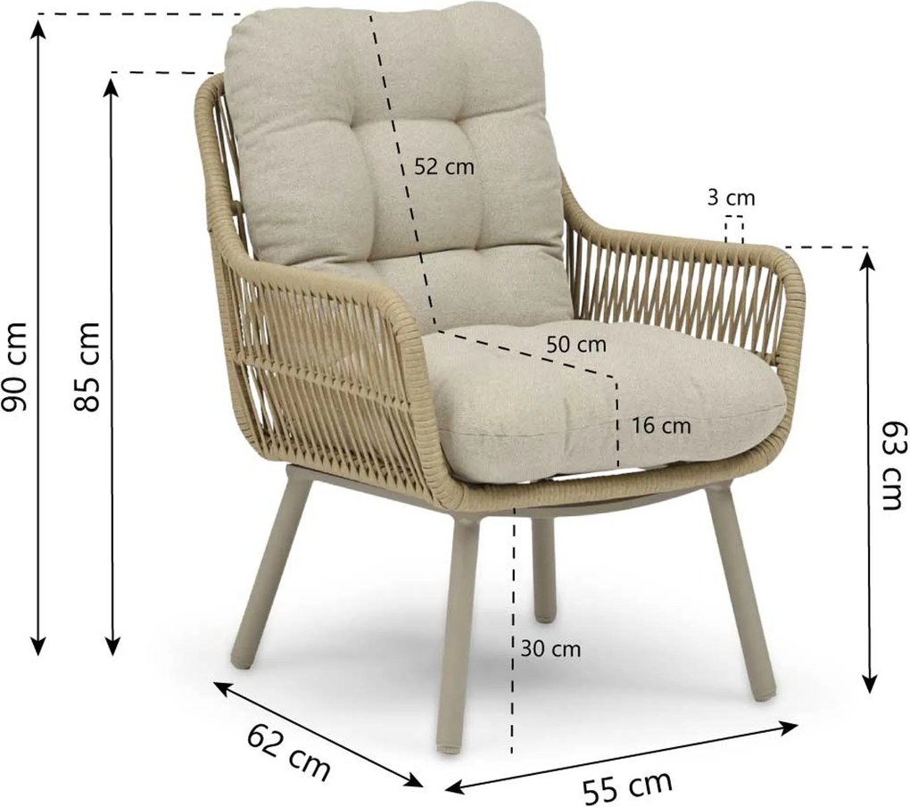 Bistroset 2 personen  Rope Zand/Beige Coco Comforta