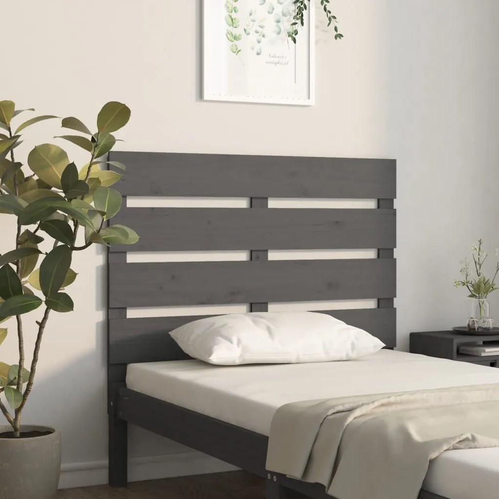 vidaXL Hoofdbord 75x3x80 cm massief grenenhout grijs