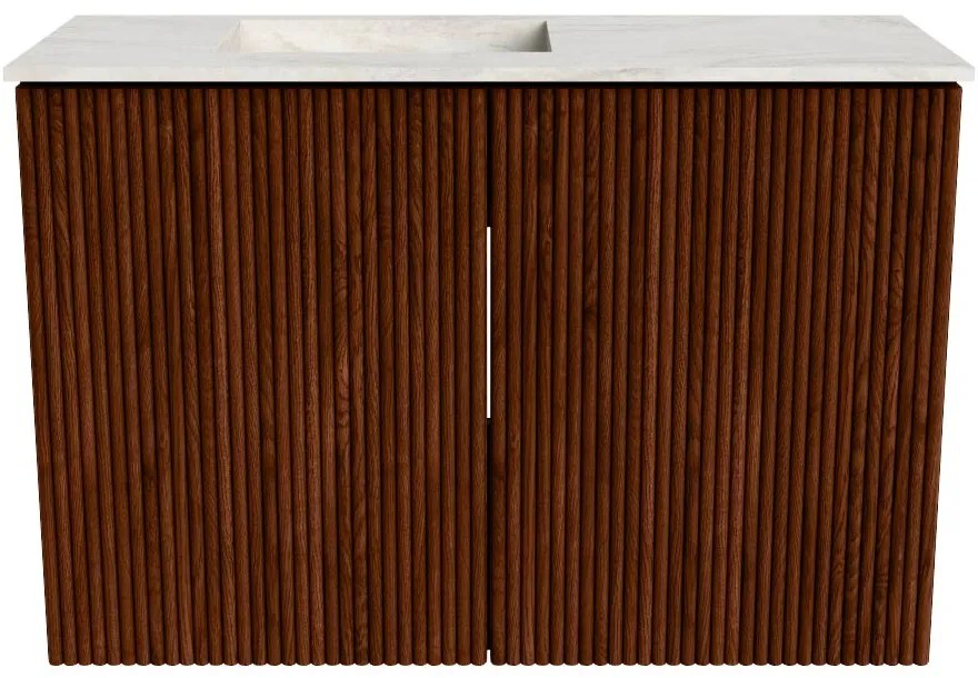 Mondiaz Joya DLux 60cm toiletmeubel ruby met wastafel faye links 1 kraangat ostra