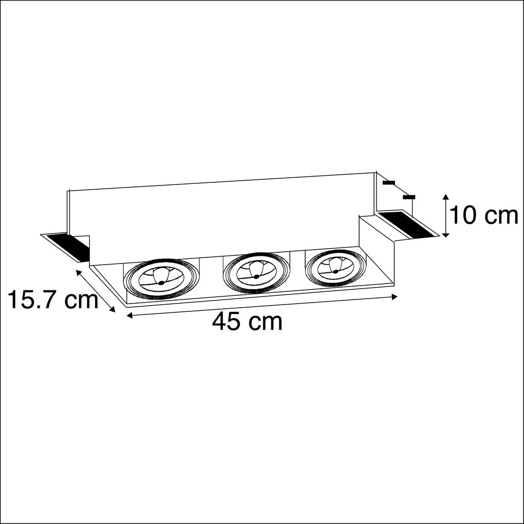 Grote Inbouwspot zwart AR111 trimless 3-lichts - Oneon Design, Industriele / Industrie / Industrial, Landelijk, Modern QR111 / AR111 / G53 Binnenverlichting Lamp
