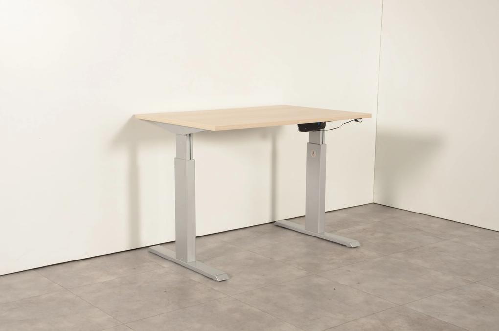 Zit-sta bureau gebruikt,120 x 80 cm, acacia blad, aluminium onderstel