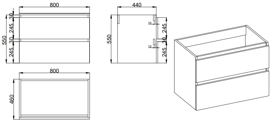 Fontana Elena badkamermeubel 80cm walnoot met solid surface wastafel 1 kraangat