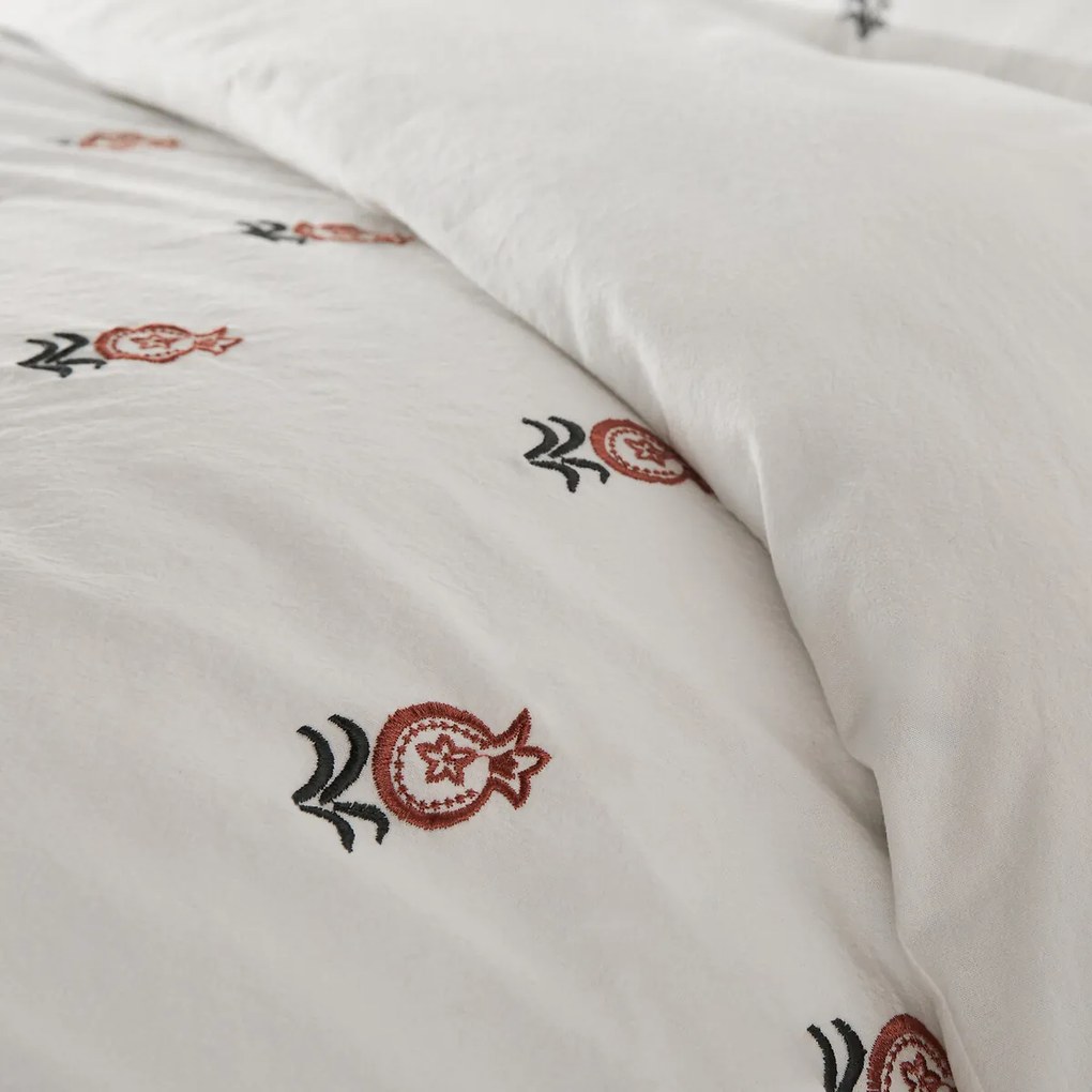 Dekbedovertrek in geborduurd vintage katoen, Anda