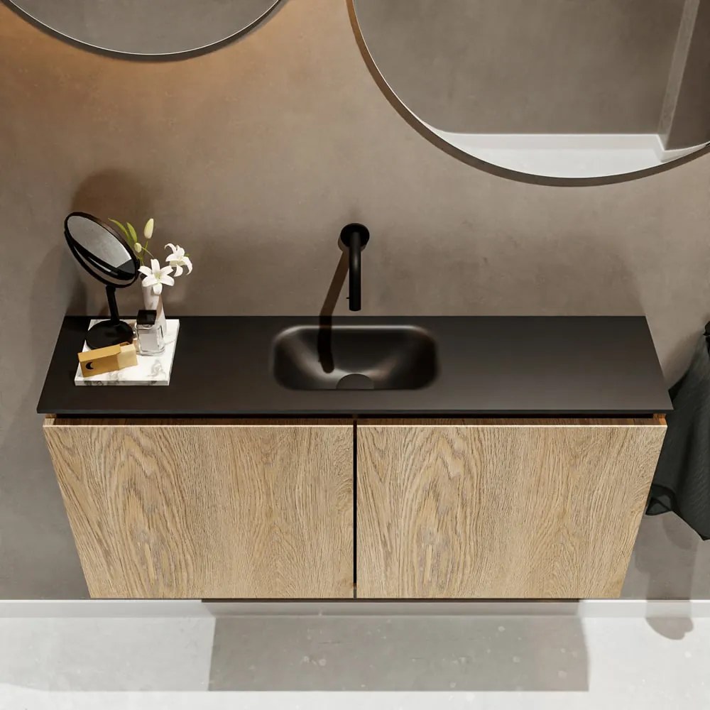 Mondiaz Ture 100cm toiletmeubel washed oak met wastafel urban midden geen kraangat