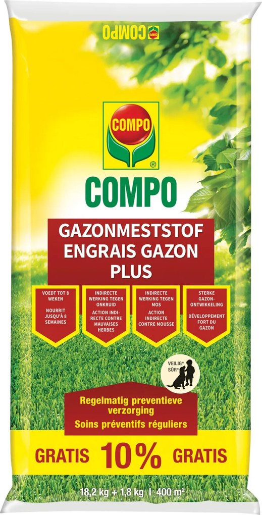 COMPO Gazonmeststof Plus 20 kg voor 400 m²