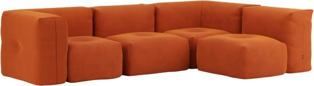 Soft Zitzak Indoor 4 Seater Hoekbank - Orange Jaquard