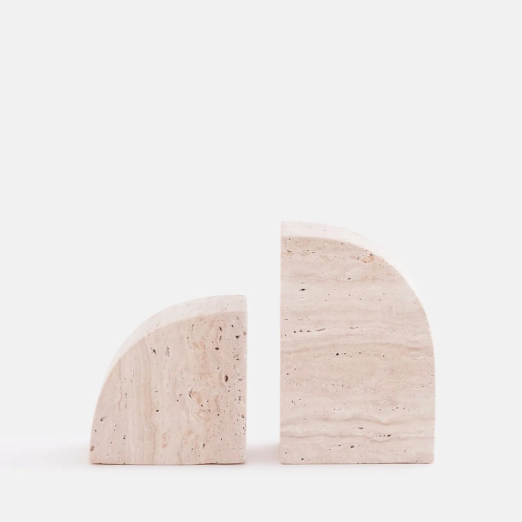 Set van 2 boekensteunen, travertijn, TAVLA
