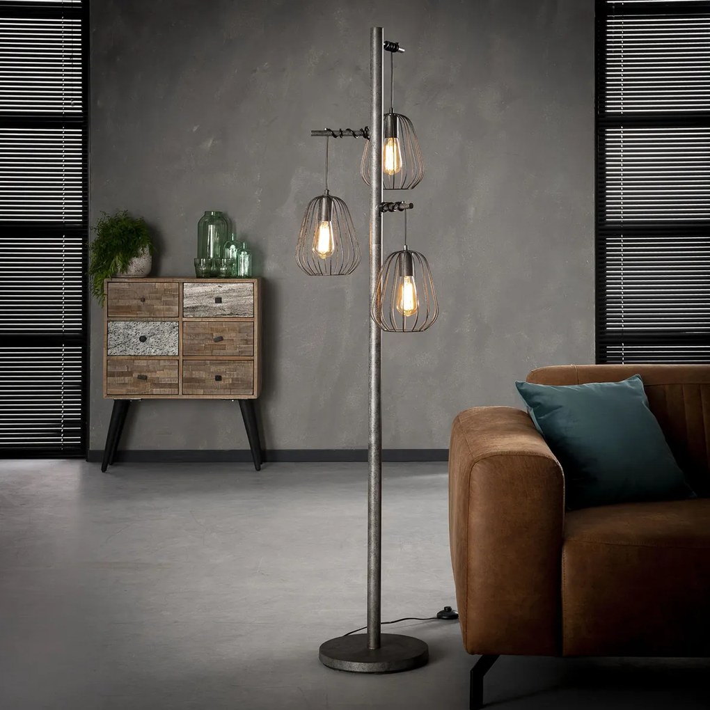 Industriele 3-lichts Vloerlamp