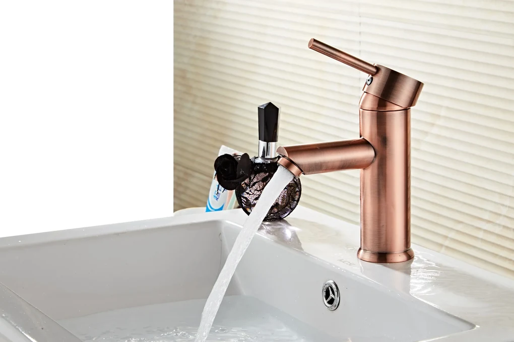 Saniclear Copper wastafelkraan met eenhendel bediening geborsteld koper