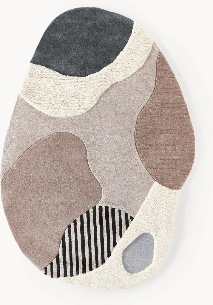 Handgetuft wollen vloerkleed Silas met hoog-laag structuur