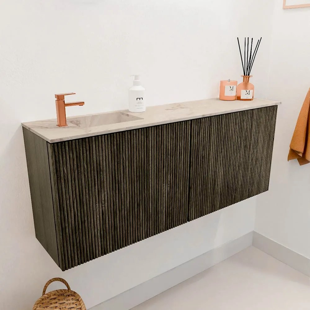Mondiaz Joya DLux 100cm toiletmeubel shadow met wastafel faye links 1 kraangat frappe