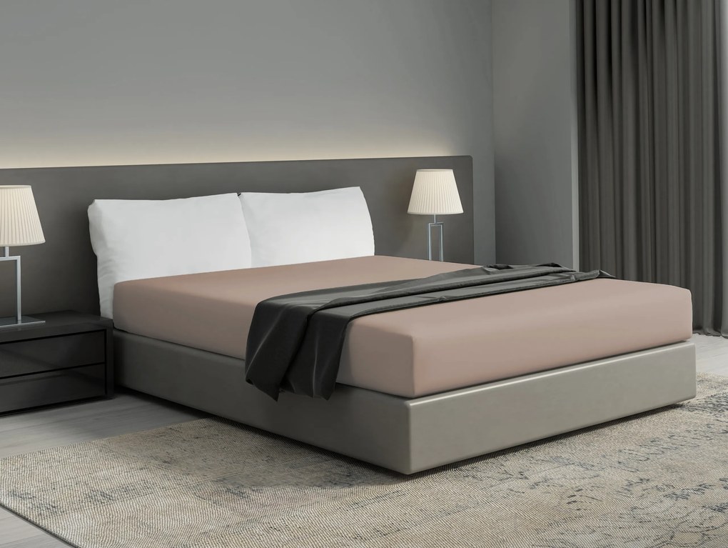 Hoeslaken King – 100% katoensatijn – 160×200 – beige